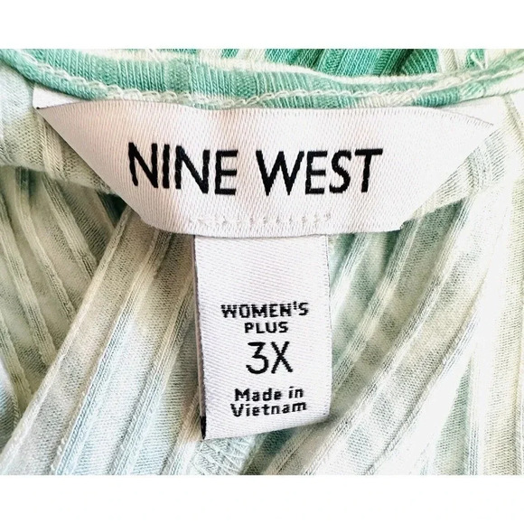 NWT NINE WEST Women Sleeveless Pullover One Shoulder Green Blue Dress Plus Sz 3X - Picture 10 of 12